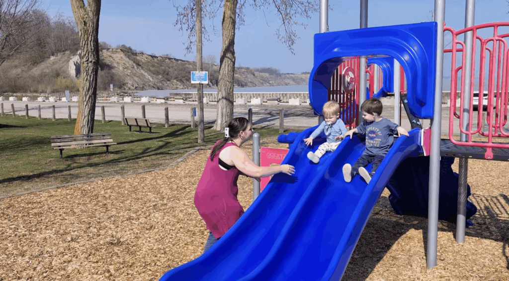 dual slides at the perfect beach playground